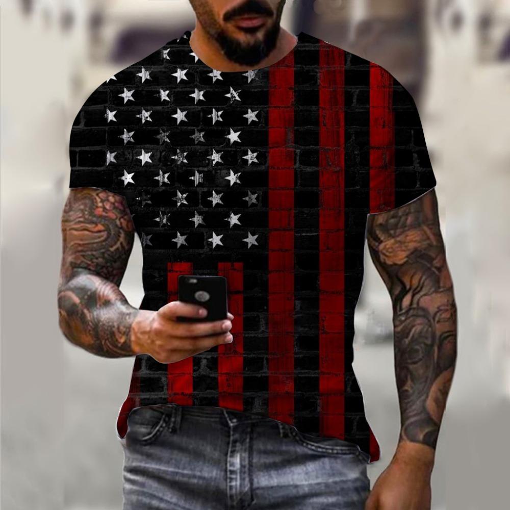 3D-gedrucktes T-Shirt mit amerikanischer Flagge für Männer