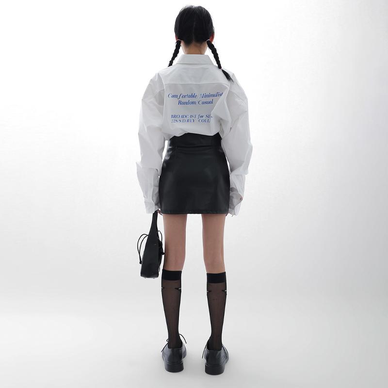 Black PU Leather Mini Skirt Women Side Zipper High Waist Sexy Package Hip Skirt Y2K Street Fashion