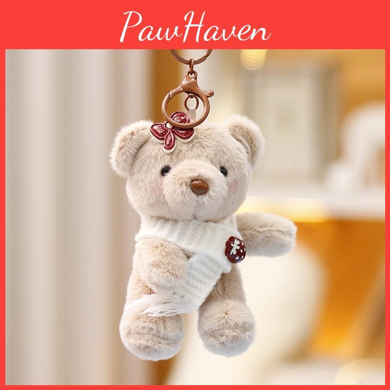 Bear Shawl Teddy Plush Keychain Cartoon Animal Doll Decoration Bag Pendant Gift