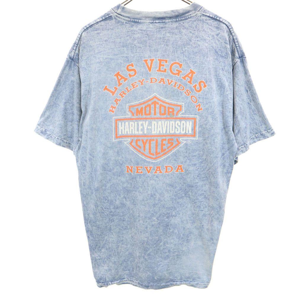 Harley Davidson Print Short Sleeve T-shirt L Blue Men's Used