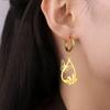 Teamer Butterfly and Flower Waterdrop Pendant Earrings Women Girls Stainless Steel Gold Color Hoop Earring Bohemian Jewelry Gift