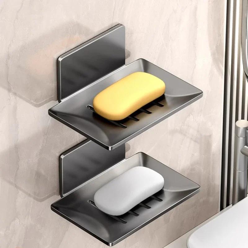 Soap dishes wall mounted Bathroom soap holder Punch-free toilet soap box Space aluminum storage rack Bathroom accessories