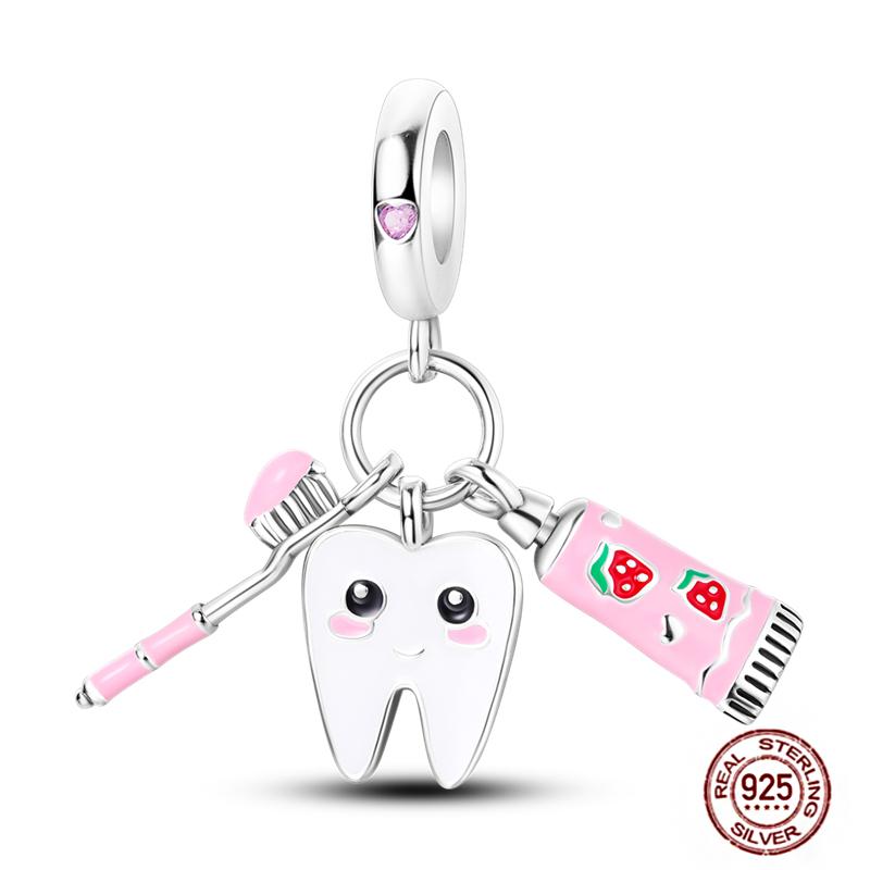 Pink Purple Series Charms Copper Murano Glass Butterfly Animal Paw Print Clasp Charm Beads Fit Original Bracelet Diy Jewelry