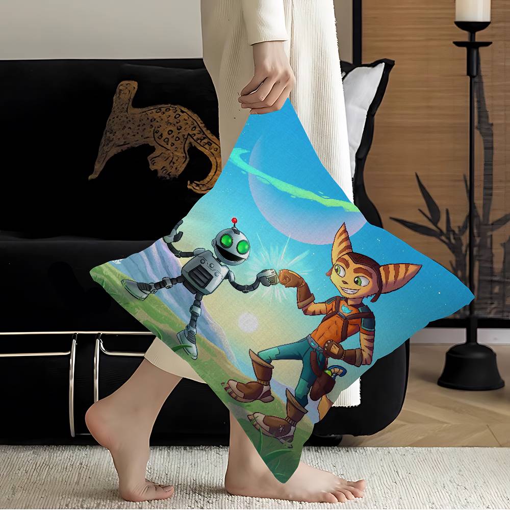 Cartoon R-Ratchet N C-Clank Maple Design Cushion Cover Happy Autumn Harvest Decor Holiday Decorati Pillow Cover
