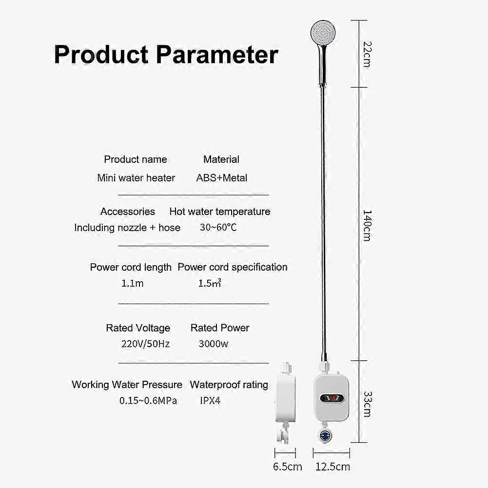 Instantaneous Electric Tankless Water Heater 3kw,instant Hot Water Heater With Shower Head And Tubes,mini Water Heater For Shower Room_CD