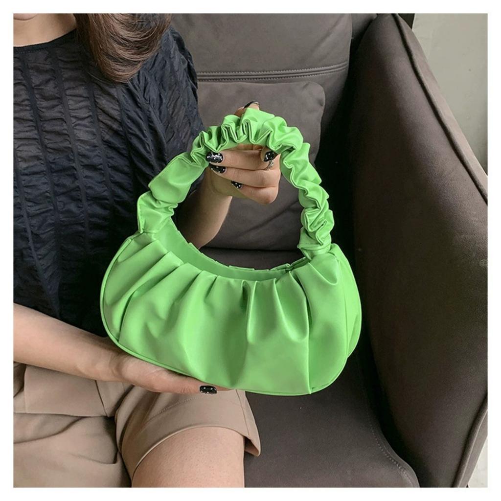 New Korean Style Shoulder Dumpling Bag, French Style Bag, Fashionable Cloud Bag, Pleated Handbag for Women