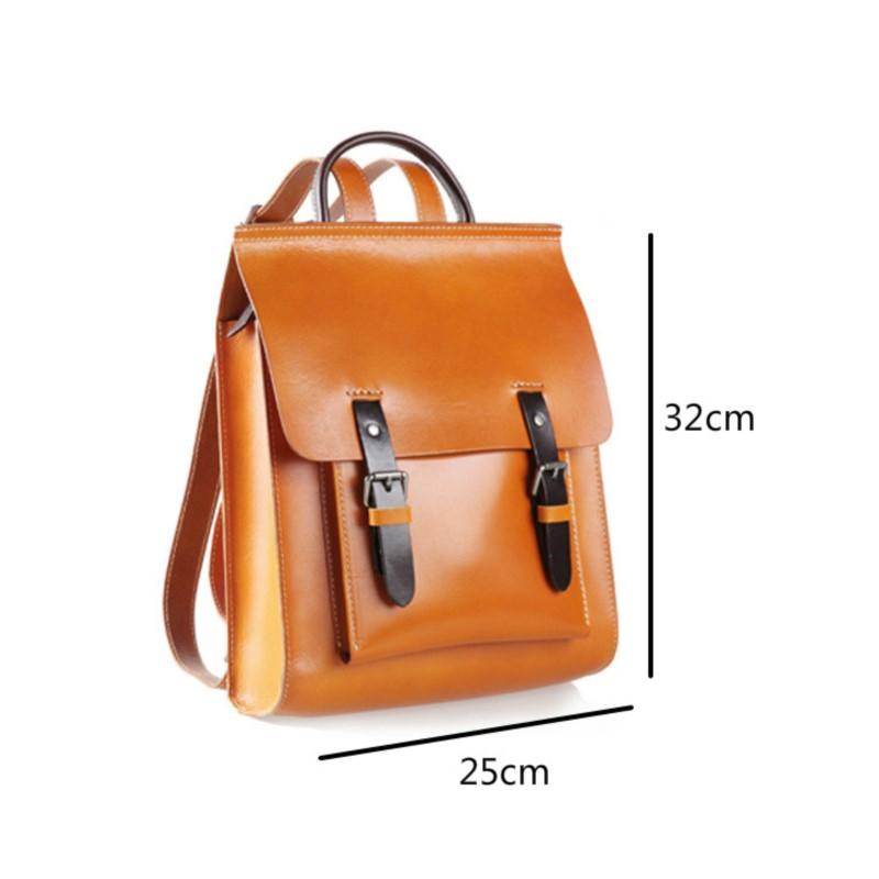Johnature Vintage Backpack Unisex Handmade High Quality Women Bag Natural Real Cowhide Backpacks Solid Color Schoolbag