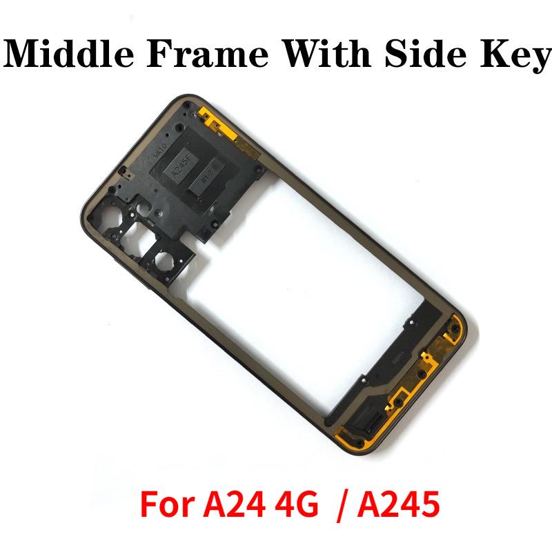 For Samsung A24 4G A245 Middle Frame Housing Bezel Plate With Side Button Repair Parts