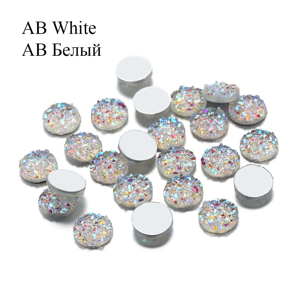 50Pcs/Lot 8mm Mix Colors Natural Ore Style Cabochons Convex Flat Back Resin Half Round Cabochons For DIY Jewelry Making Supplies