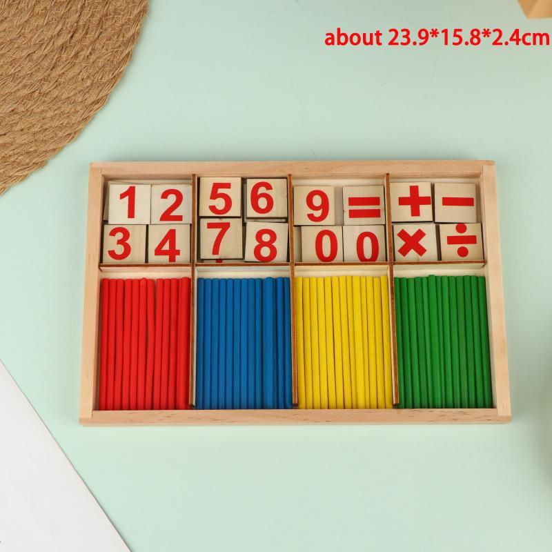 Wooden Kids Math Intelligence Stick Set BPA Free Colorful Counting Rods Educational Toy for Toddlers Early Learning