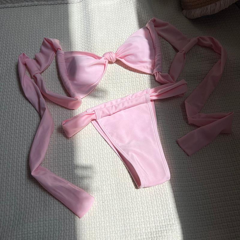 

Сексуальные бикини Женская купальная одежда Женский купальник для плавания Купальные костюмы Комплект бикини из двух частей Пляжная одежда Купальщица в бассейне L розовый