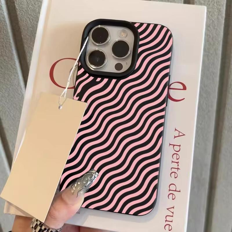 Pink Wavy Pattern Phone Case For iPhone 17 Pro Max 16 15 14 13 12 11 Pro 14 15 Plus 17 Air Shockproof Silicone Soft Cover
