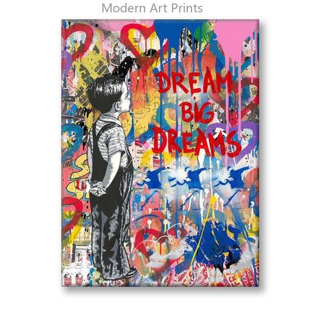 

Граффити-искусство Бэнкси МЕЧТА БОЛЬШАЯ МЕЧТА Постеры Холст Настенные картины Уличные поп-картины на холсте для домашнего декора Без рамы 30x40cm No Frame