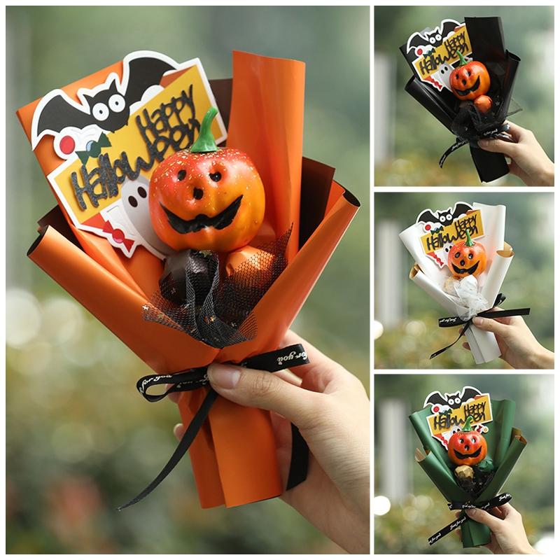 Halloween Pumpkin Bouquet Fake Eternal Flower Mini Bouquets Party Gifts Dia De Muertos Artificial Flowers Decoration