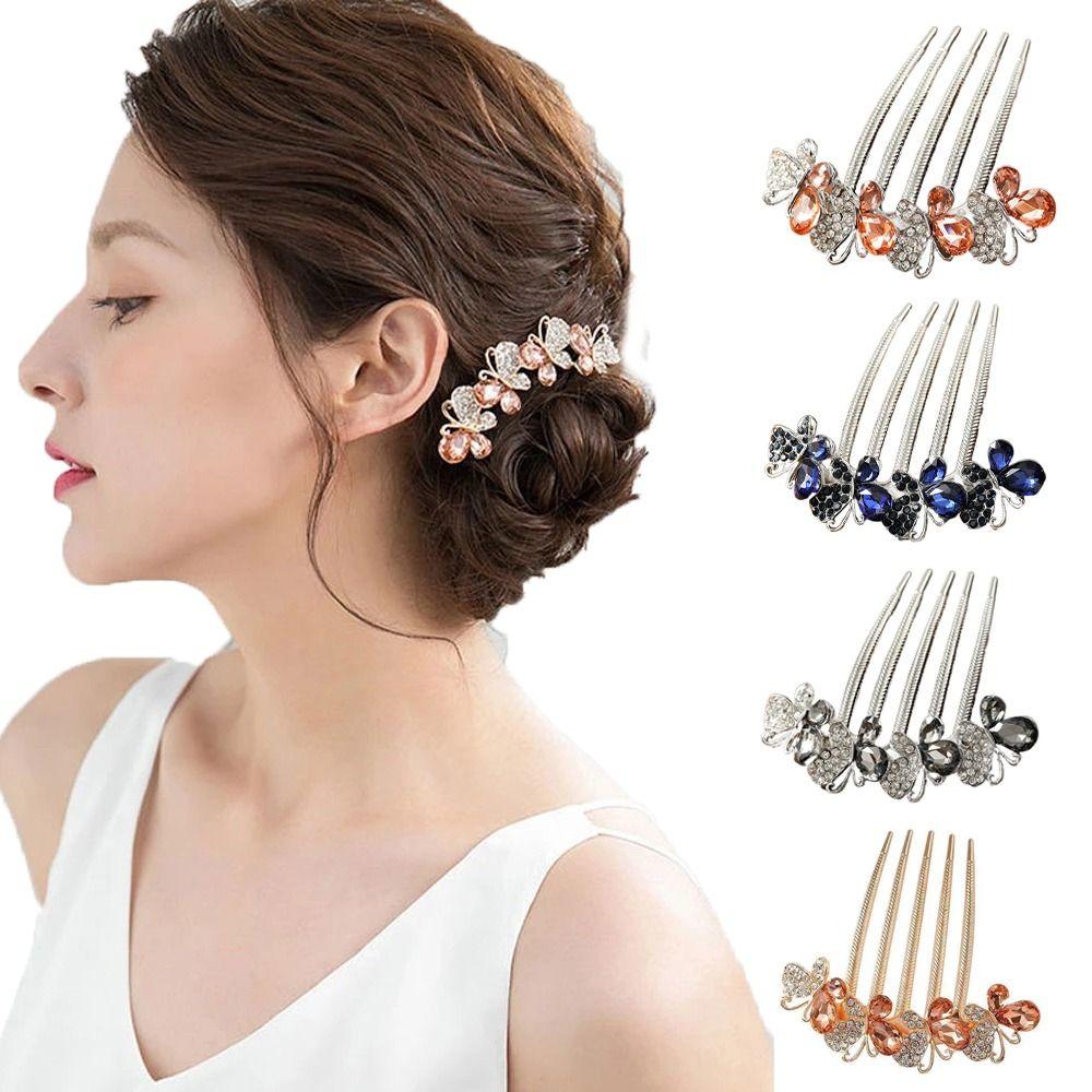

Бабочка для девочек на свадьбу Циркон корейские заколки хрустальные гребни для волос заколки для волос женские шпильки серый