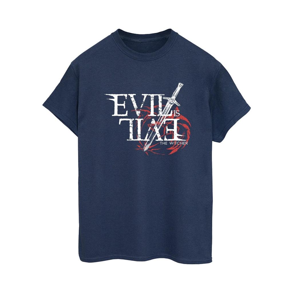 Netflix Womens/Ladies The Witcher Evil Is Evil Cotton Boyfriend T-Shirt