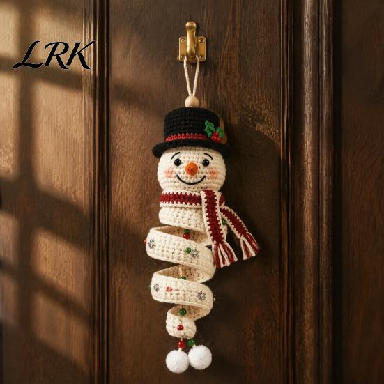 Christmas Party Supplies DIY Crochet Snowman Door Hanger Kit, Handmade Holiday Craft Cute Figurine Set for Wall, Window, New Year Decoration Hanging