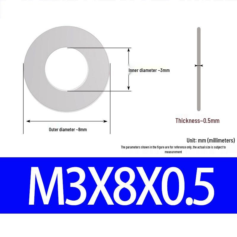304 Stainless Steel Ultra-Thin Flat Washer, Thickness: 0.1/0.2/0.3/0.4/0.5 Mm, Sizes M1-M8