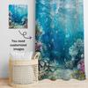 Blue Underwater World Shower Curtain Washable Dirt-Resistant Shower Head Waterproof Polyester Bath Curtain For Home Decor