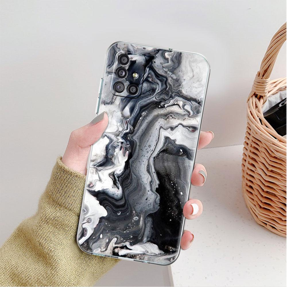 Clear Case For Samsung Galaxy A52 A12 A51 A32 A21s A71 A32 A22 50 A70 A31 A72 5G Phone Cover Granite Marble