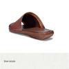 Women Retro Cowhide Flat Sandals Versatile Handmade Fish Mouth Slippers Casual Summer