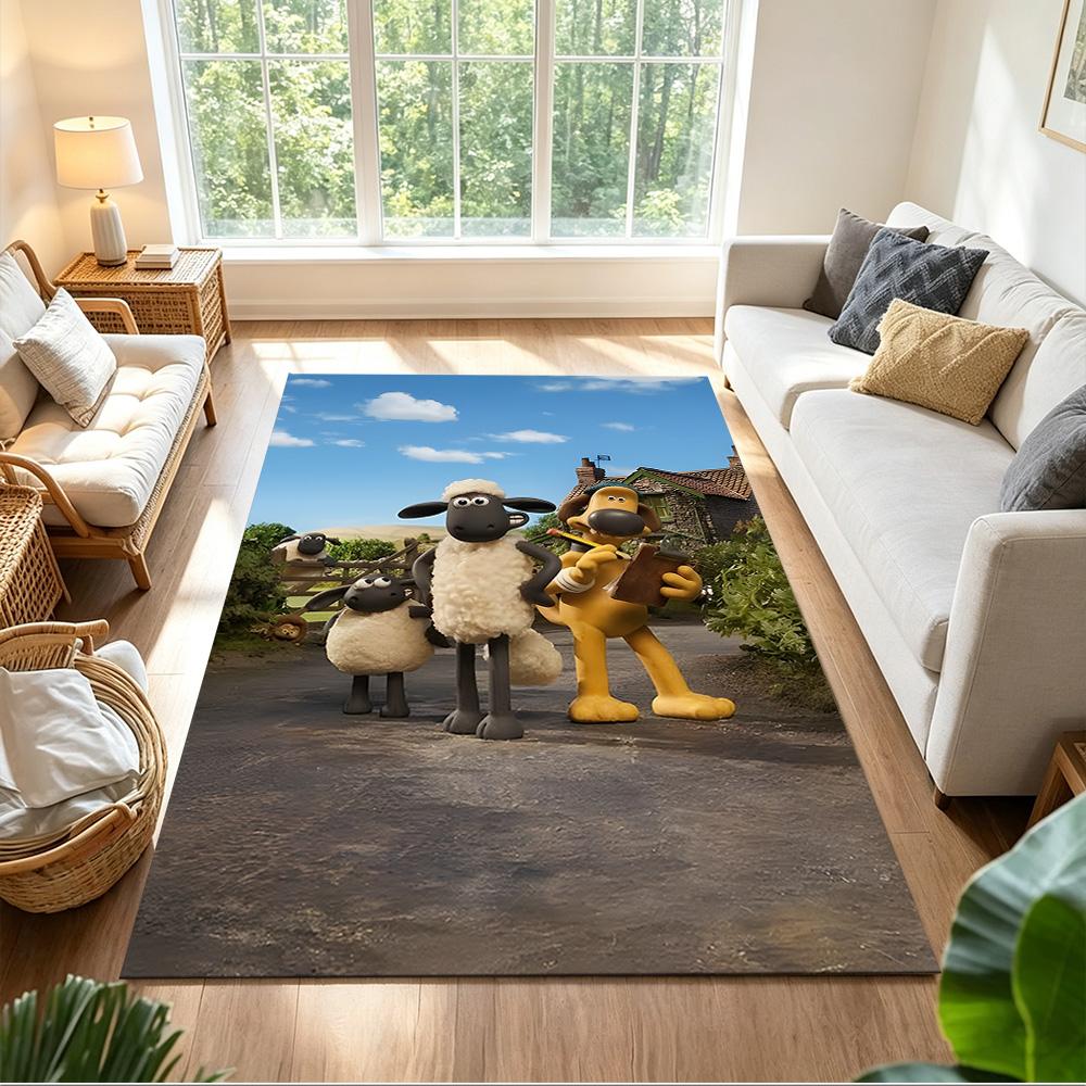 Shaun Sheep Washable Door Mat Durable Anti-slip Backing Non-slip Bottom Pet-friendly Living Room Elegant Luxury Rug Holiday Home Gift