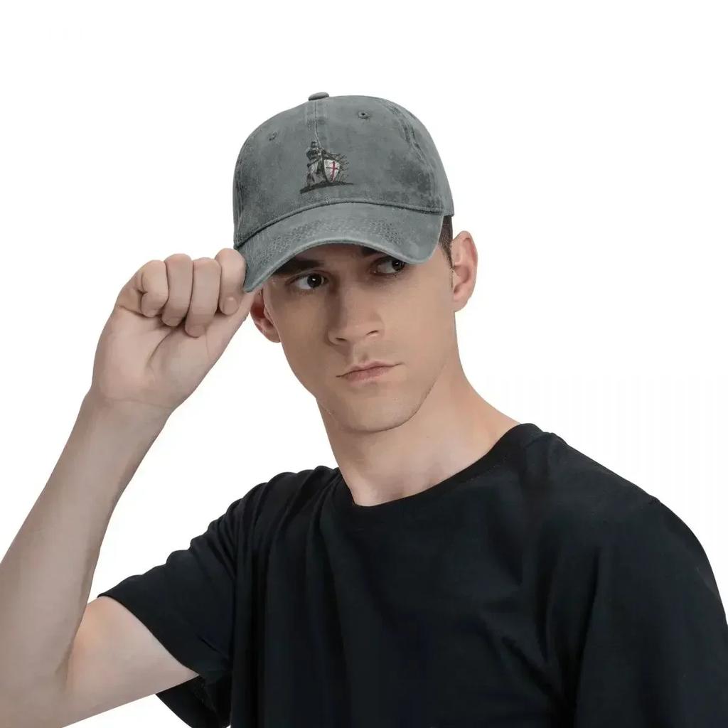 Templar Shield Cross Sword Knights Baseball Cap Vintage Distressed Cotton Armor Helmet Emblem Snapback  Outdoor Hats