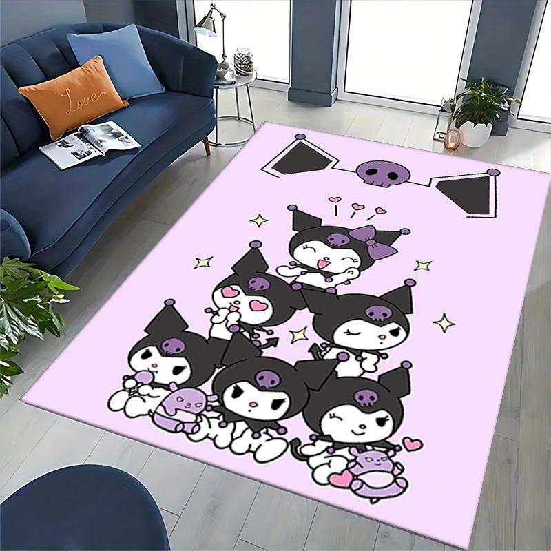 Kuromi Anime Cartoon Design Office Chair Mat Non-Slip Carpet for Home Decor, Suitable for All Seasons, Perfect Gift for Holidays.E092