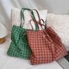 L310 Retro Plaid Canvas Bag Stylish Versatile Lightweight Shoulder Tote For Women