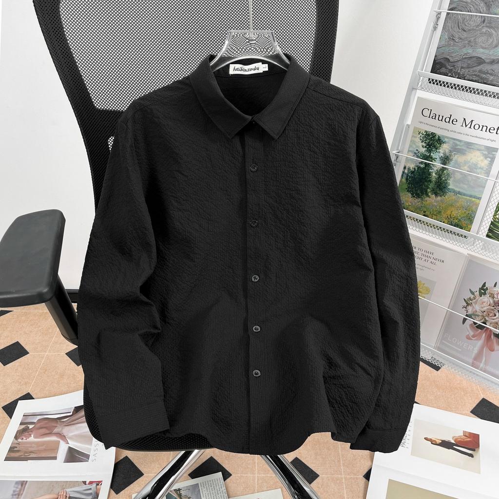 Spring and Autumn Loose Lapel Casual Shirt Versatile Men's Long Sleeve Shirt