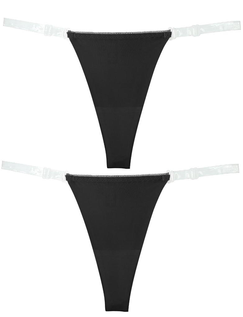 Panegy Thong Sexy Transparent Rope Extreme Butt Size L Women's Panties, Low-Rise Panties, 2-Pack, Panties, Lifting, Seamless, Lightweight, Thin,