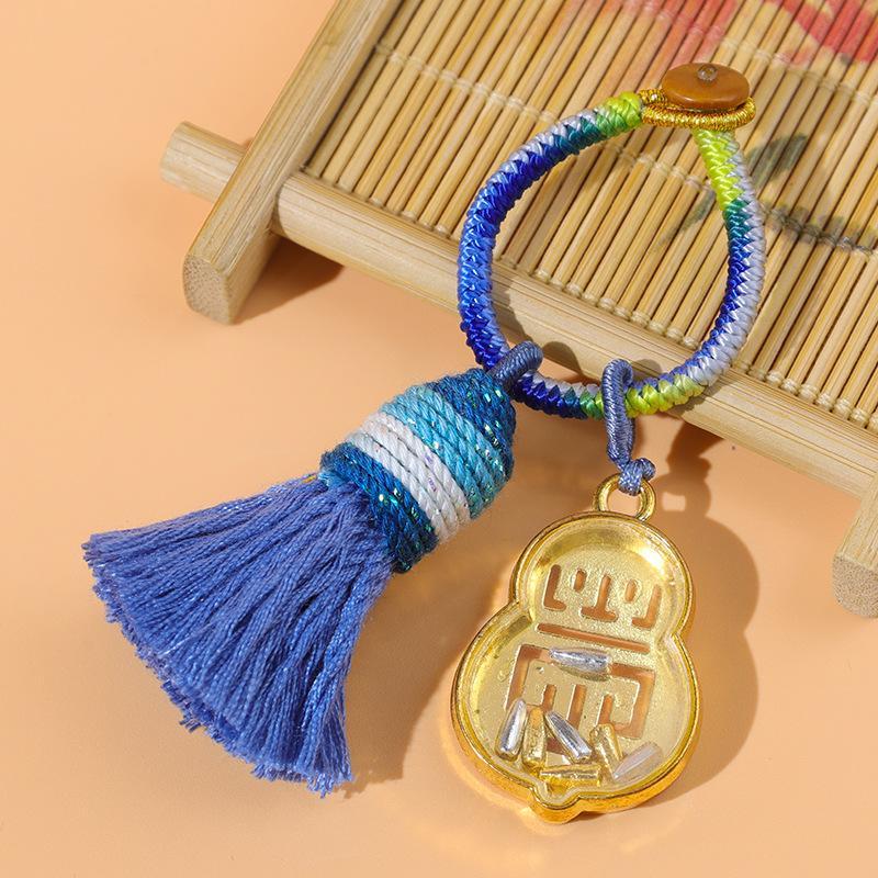 1Pcs Chinese Style Gourd Shape Bag Decor Acrylic Material Festive Gift Good Luck Keychain Pendant Harmonious And Prosperous