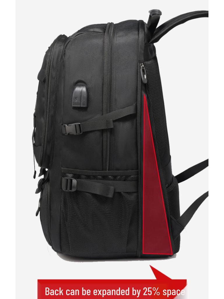 Men's Extra Large Expandable Travel Backpack with Multi-Compartment Storage