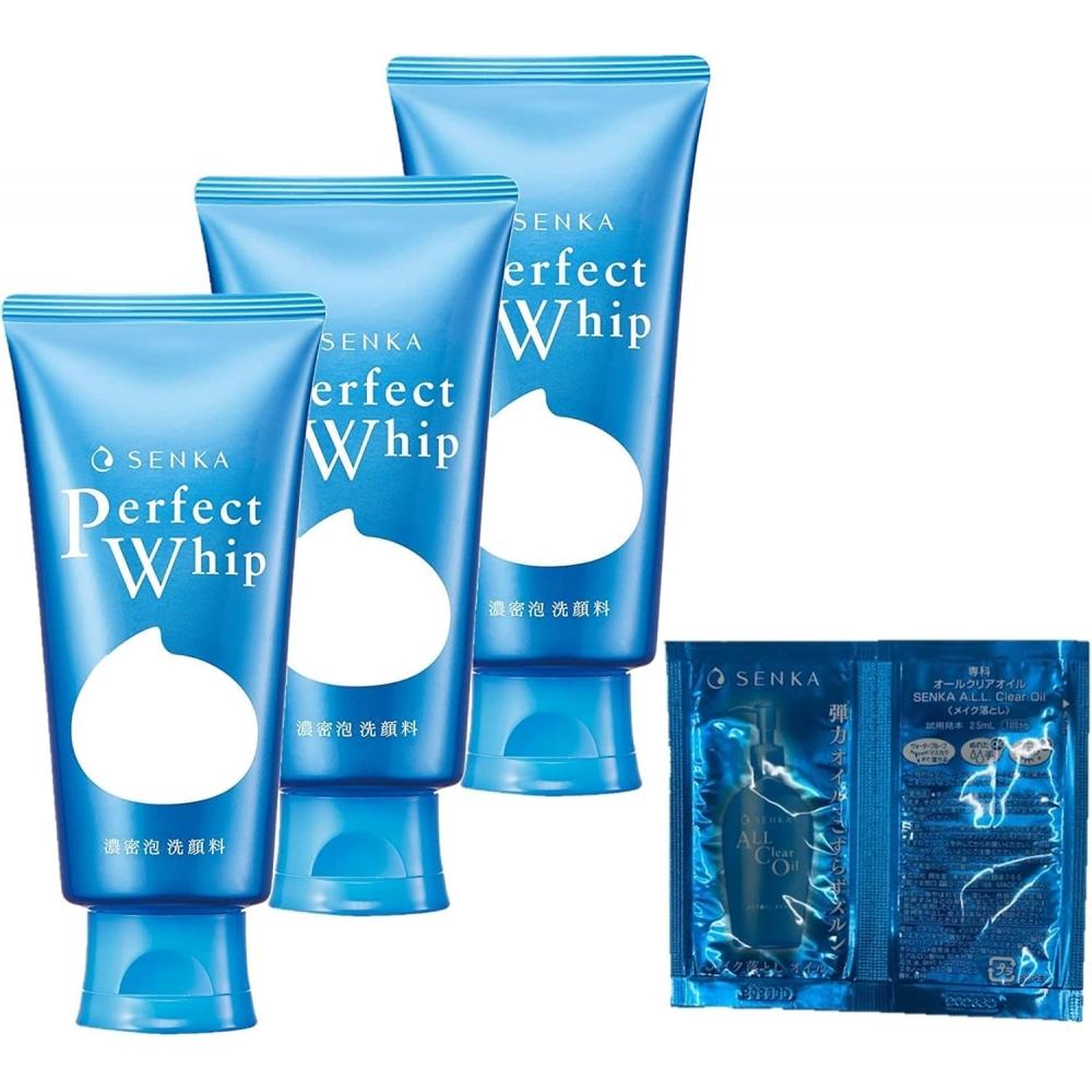 [amazon.co.jp EXclUsive] Face Wash Senka Perfect Whip U Face Wash 120g X 3 packs+Face Wash Net inclUded 120g  X 3