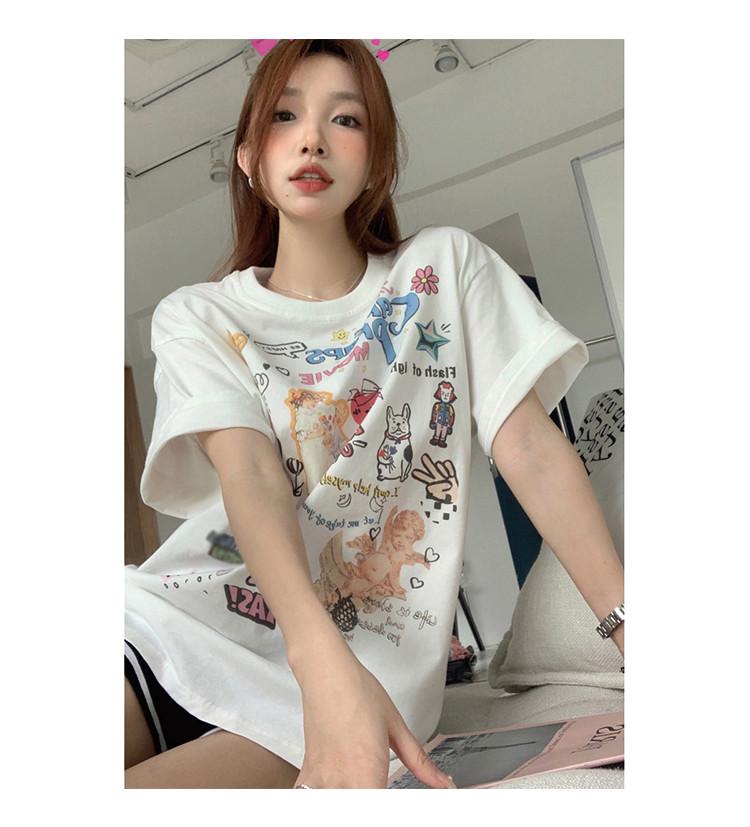 Retro Cartoon Animal Printed T-shirt for Women
