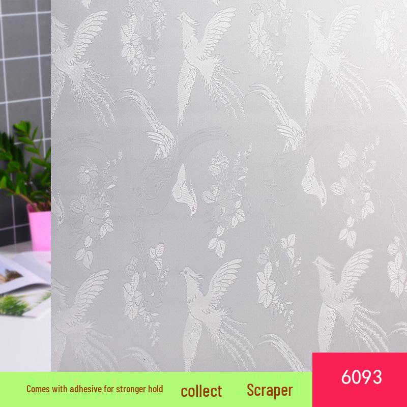 Bamboo Leaf Frosted Glass Window Sticker - Transparent, Waterproof, Self-Adhesive Film for Bathroom, Office, and Balcony
