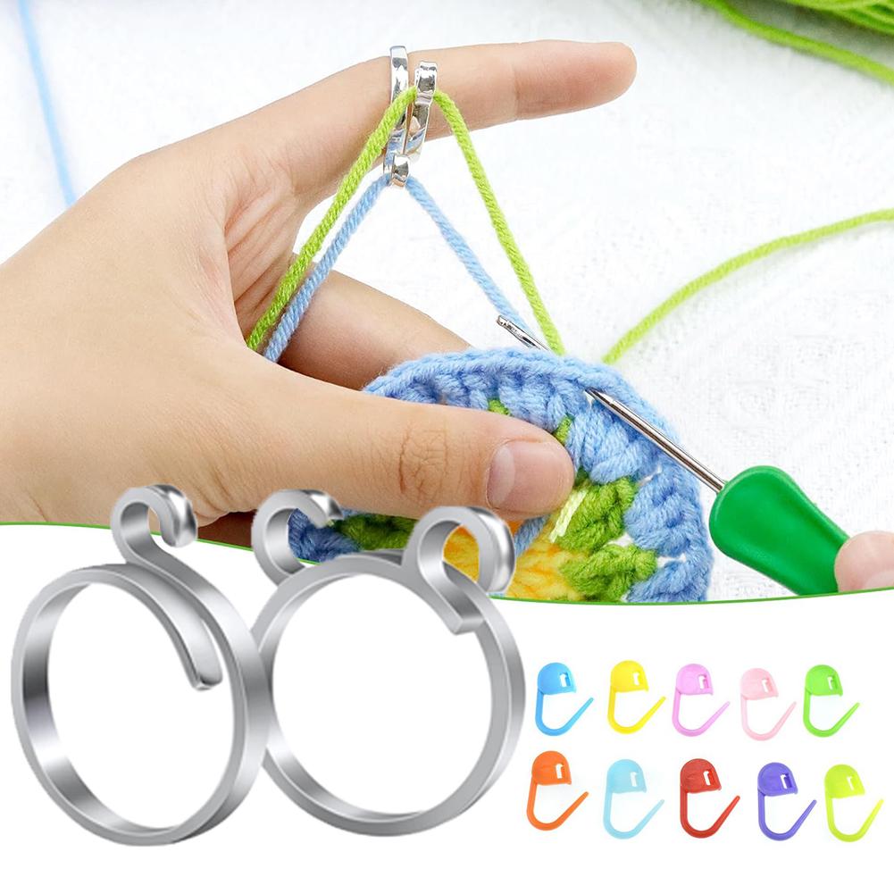 2 szt. Akcesoria do robienia na drutach 2 style Pleciony pierścień do robienia na drutach Prowadnik do włóczki Uchwyt na palec do szydełkowania Rękodzieło Akcesoria Narzędzie