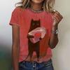 Fashion Animal Graphic Women's T-Shirt Funny Kawaii Animal Print T-Shirt Causal O-Neck Short Sleeve Tops Summer Woman Clothing