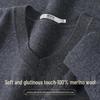 SNOWFLYING Men's 100% Wool V-Neck Sweater