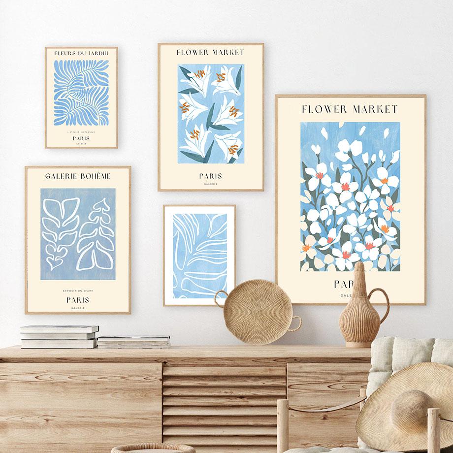 Abstract Fresh Flower Market Paris Plant Leaf Boho Nordic Posters And Prints Wall Art Canvas Painting Pictures Living Room Decor