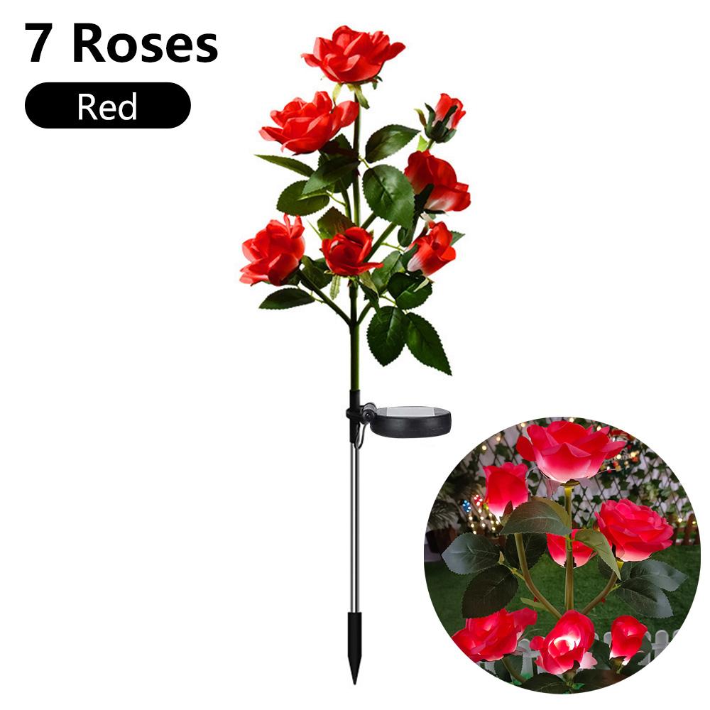 3/4/5/6 Head LED Solar Simulated Rose Lights Garden Yard Patio Lawn Lamp Night Light Home Landscape Decoration Flowers Light