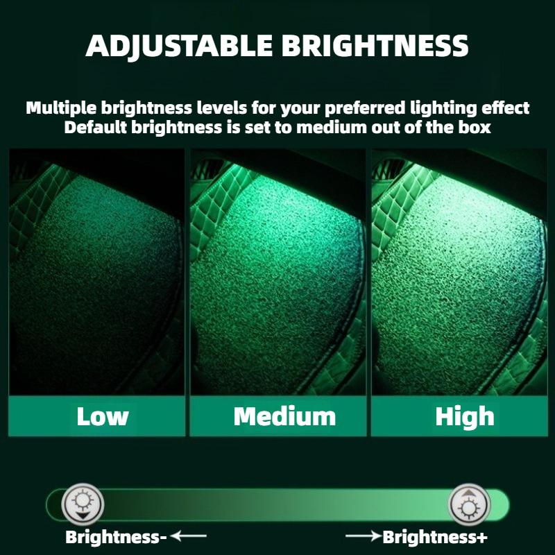 Car Interior Light Ambient Light with USB/Cigarette Decorative Lamps RGB Car Footwell Light with Remote/Voice Control