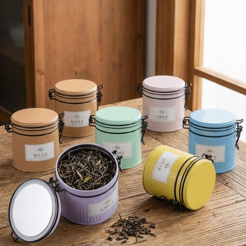 Round Tea Tin Can Tinplate Candy Jar Multi-functional Metal Tea Can  Travel