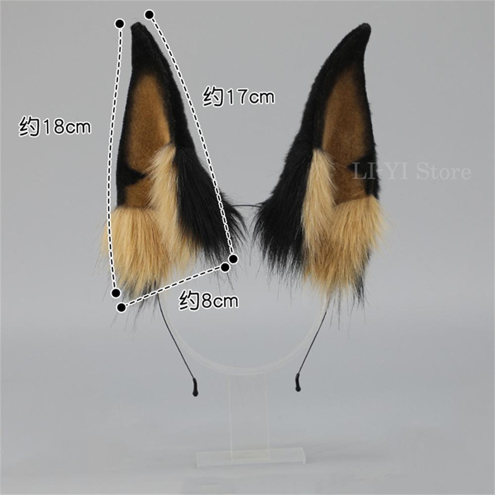 

Plush Cute Dobermanns Dog Ears Headbands Plush Furry Animal Ears Hair Hoop Handmade Lolita Cos Costume Cosplay Hairband as show