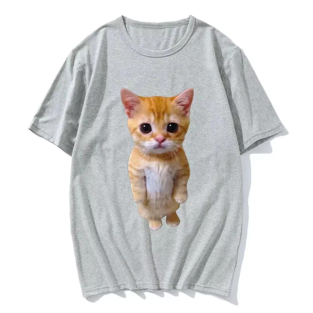 Summer Men's and Women's Fun and Quirky Cat Print Casual T-shirts Harajuku Girls and Boys Fashion Clothing