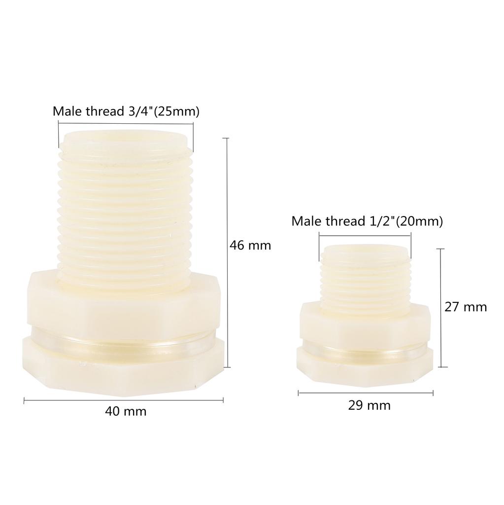 1/2" 3/4" Garden Irrigation Tools Female Thread Ball Valve with Male Thread PVC Connector and Waterstop Tape Water Tank Fittings