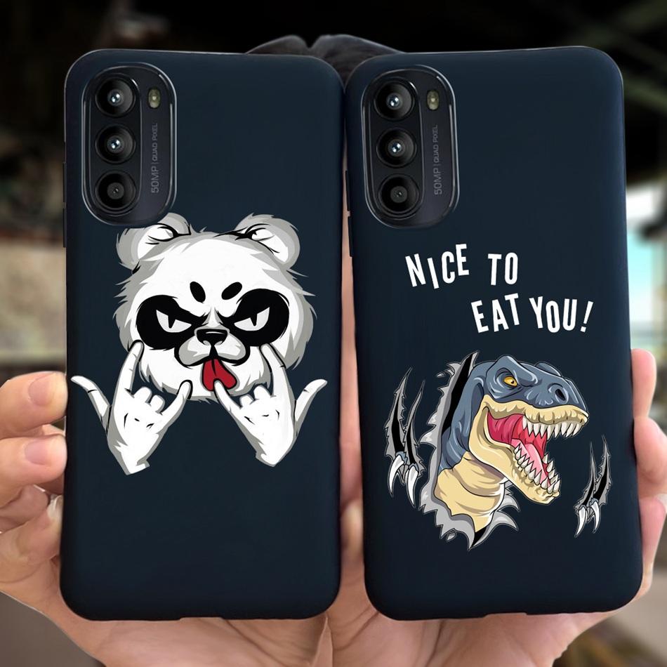 For Moto G52 Case G22 2022 Fashion Girl Flower Pattern Black Silicone Soft Phone Cover For Motorola Moto G52 G52 Cover G42 4G