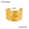 CARLIDANA High End Exaggerated Big Flower Hollow Out Leaf Open Wide Bangle Stainless Steel Non Tarnish Cuff Bracelet Women