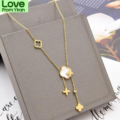 Mode Luxus Shell Edelstahl Halskette Für Frauen Koreanische Aushöhlen Blume Kristall Schlüsselbein Kette Mädchen Partei Schmuck Geschenk