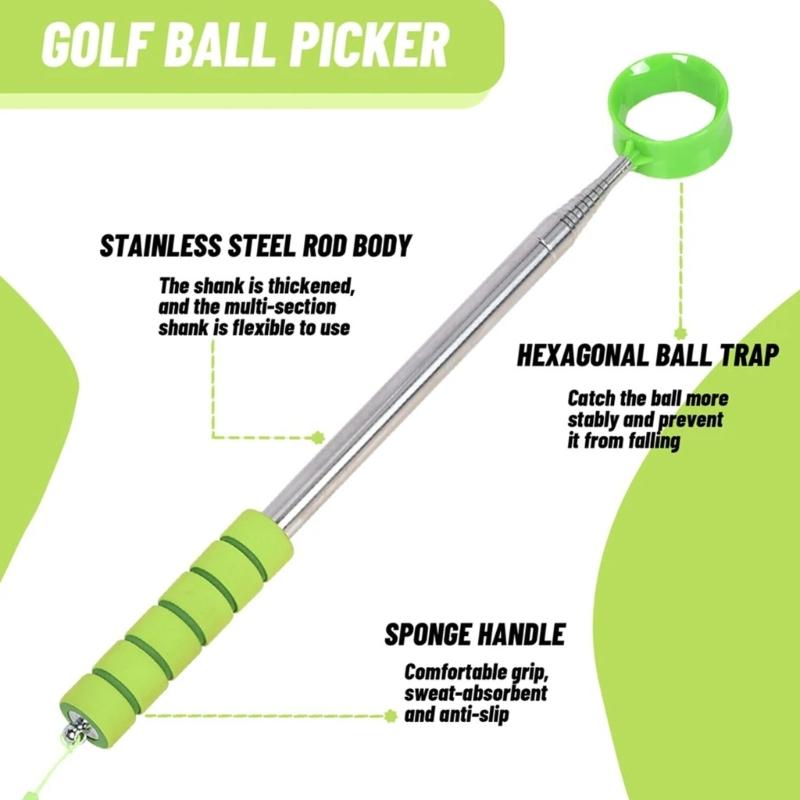 Nerezové zvedáky golfových míčků Teleskopické sběrače golfových míčků Přenosné zvedáky golfových míčků Nástroj pro sběr pro golfisty